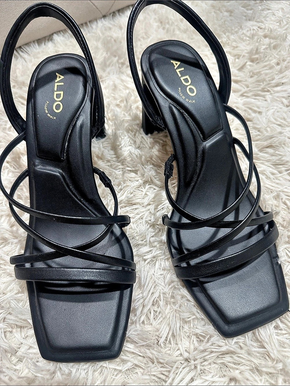 ALDO Riva Slingback Heeled Sandal Black Strappy Block Heels